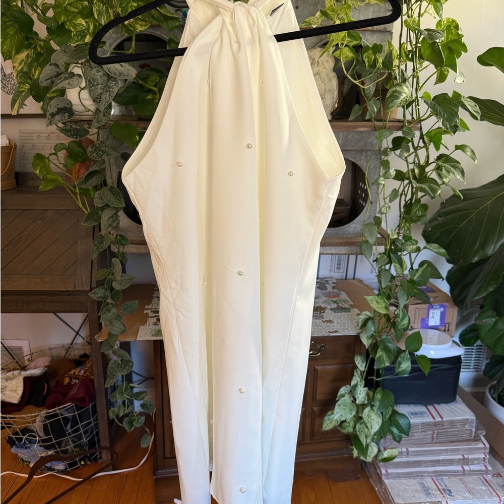 Elegant White Halter Dress